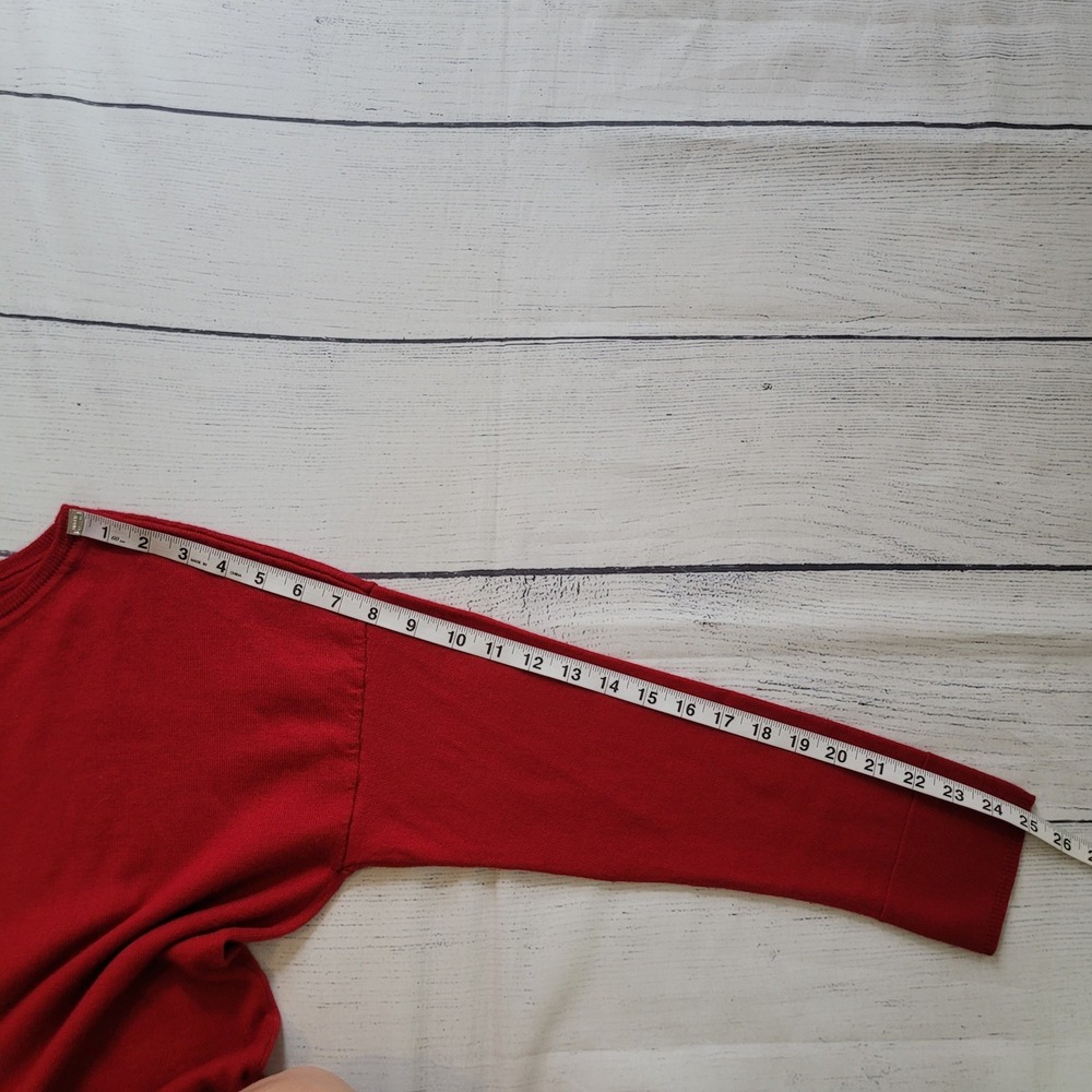 Talbots Size 1X Merino Wool Sweater Womens Red Crew Neck Long Sleeve Tunic - Picture 7 of 9